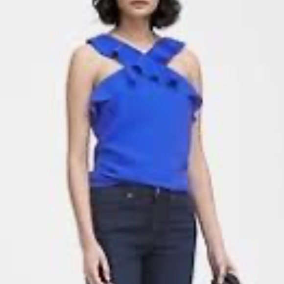 Banana Republic CROSS-FRONT RUFFLE TOP - Picture 2 of 5